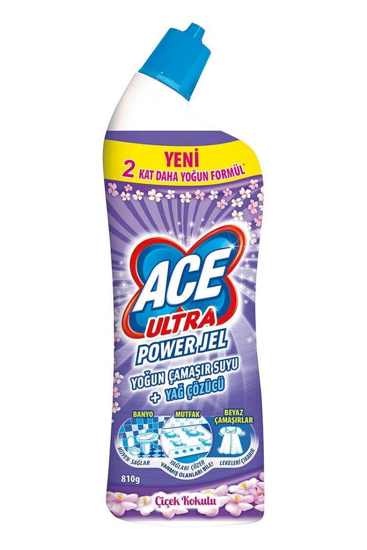 Ace Ultra Power Jel Çamaşır Suyu + Yağ Çözücü Çiçek Kokusu 750 ml