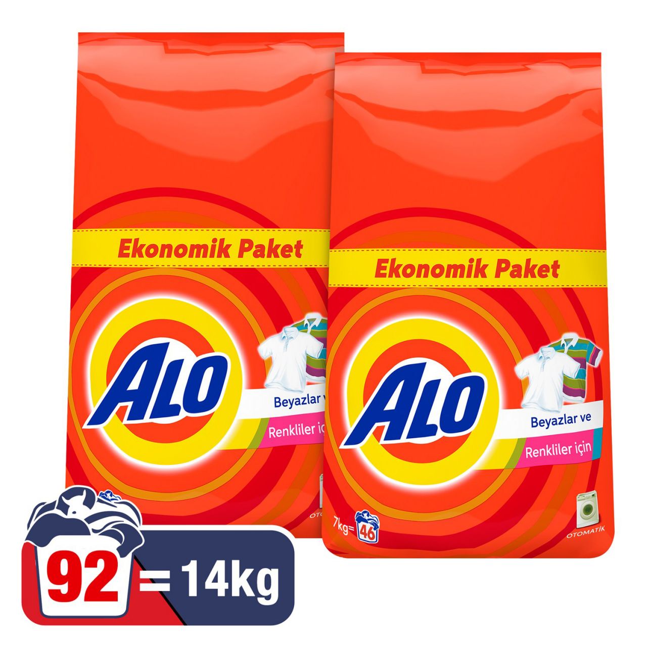 Alo Toz Çamaşır Deterjanı Beyazlar ve Renkliler İçin 7+7 kg