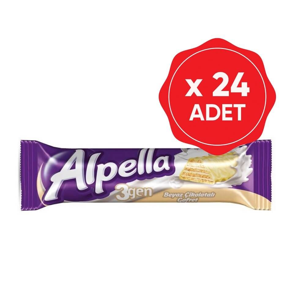 Alpella 3Gen Beyaz Çikolatalı Gofret 28 Gr x 24 Adet