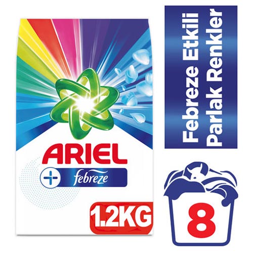 Ariel Plus Çamaşır Deterjanı Febreze Etkili Parlak Renkler 8 Yıkama (1,2 kg)