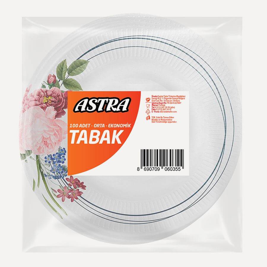 Astra Plastik Tabak 100 Adet Orta