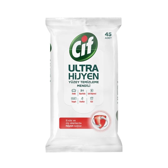 Cif Ultra Hijyen Yüzey Temizleyici Mendil 45'li