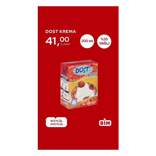 Dost Krema %18 Yağlı 200ml