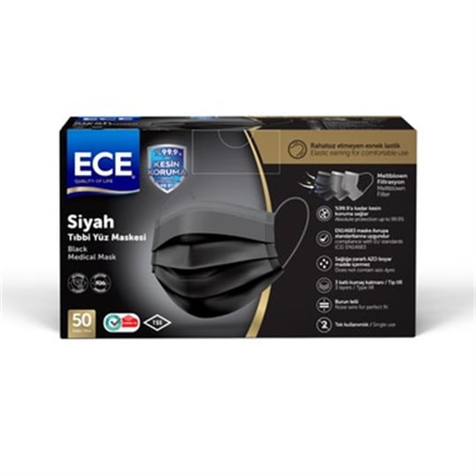 Ece Maske Siyah Meltblown 50'Li