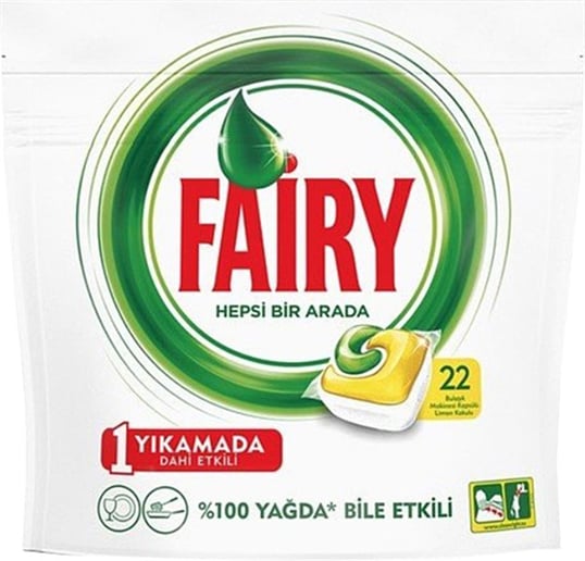 Fairy Hepsi Bir Arada 22 Yıkama Bulaşık Makinesi Deterjanı Kapsülü Limon Kokulu
