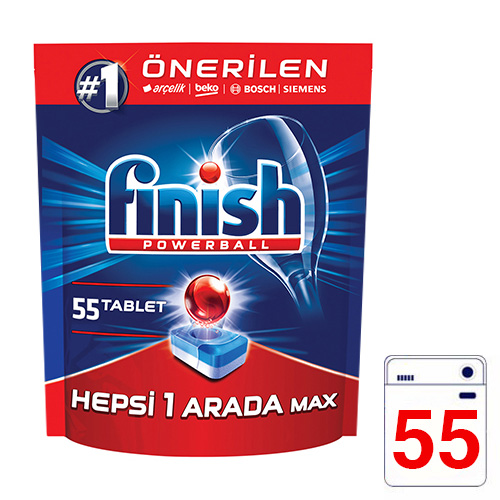 Finish Hepsi 1 Arada Max Bulaşık Makinesi Deterjanı Tableti (55'li)