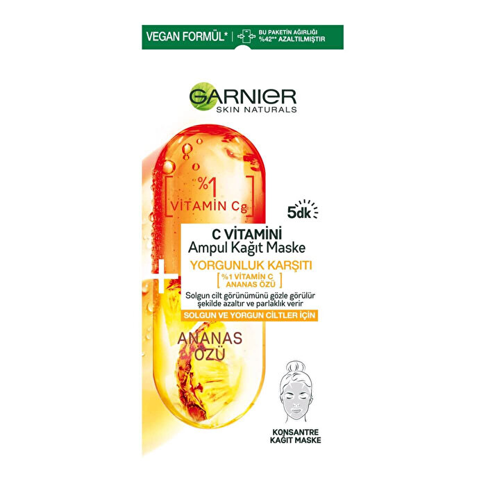 Garnier C Vitamini Yorgunluk Karşıtı Ampul Kağıt Yüz Maskesi 15 gr