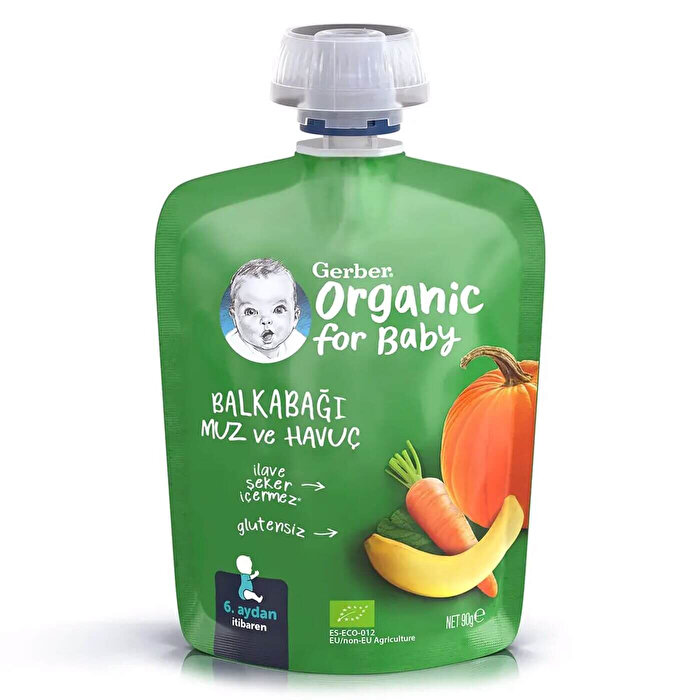 Gerber Organik Muzlu Havuçlu Balkabağı Püresi 90 gr