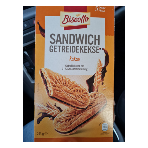 Hellema Sandwich-Getreidekekse Kakao 253 g (5 x 50,6 g)