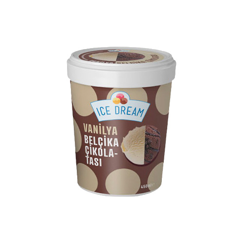 Ice Dream Belçika Çikolatası & Vanilya Dondurma (450 ml)