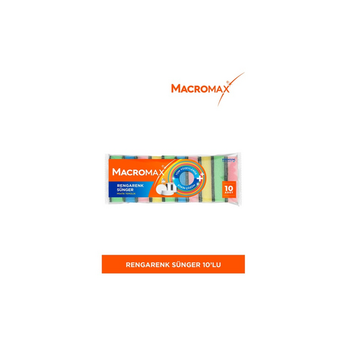 MACROMAX Rengarenk Bulaşık Süngeri Çok Amaçlı 10 Adet