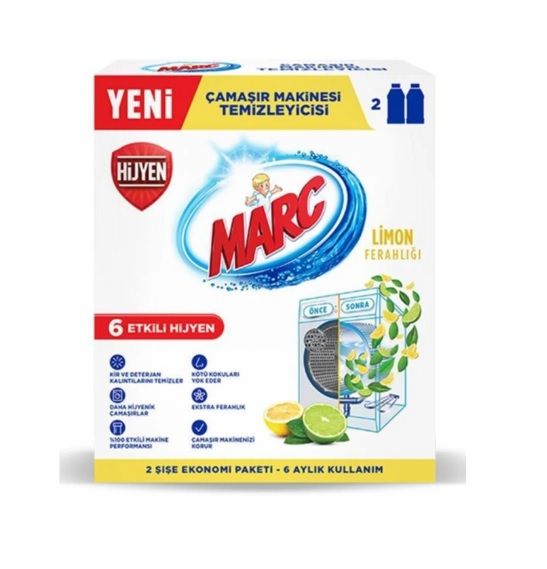Marc Çamaşır Makinesi Temizleyici Limon Ferahlığı 2 x 250 Ml
