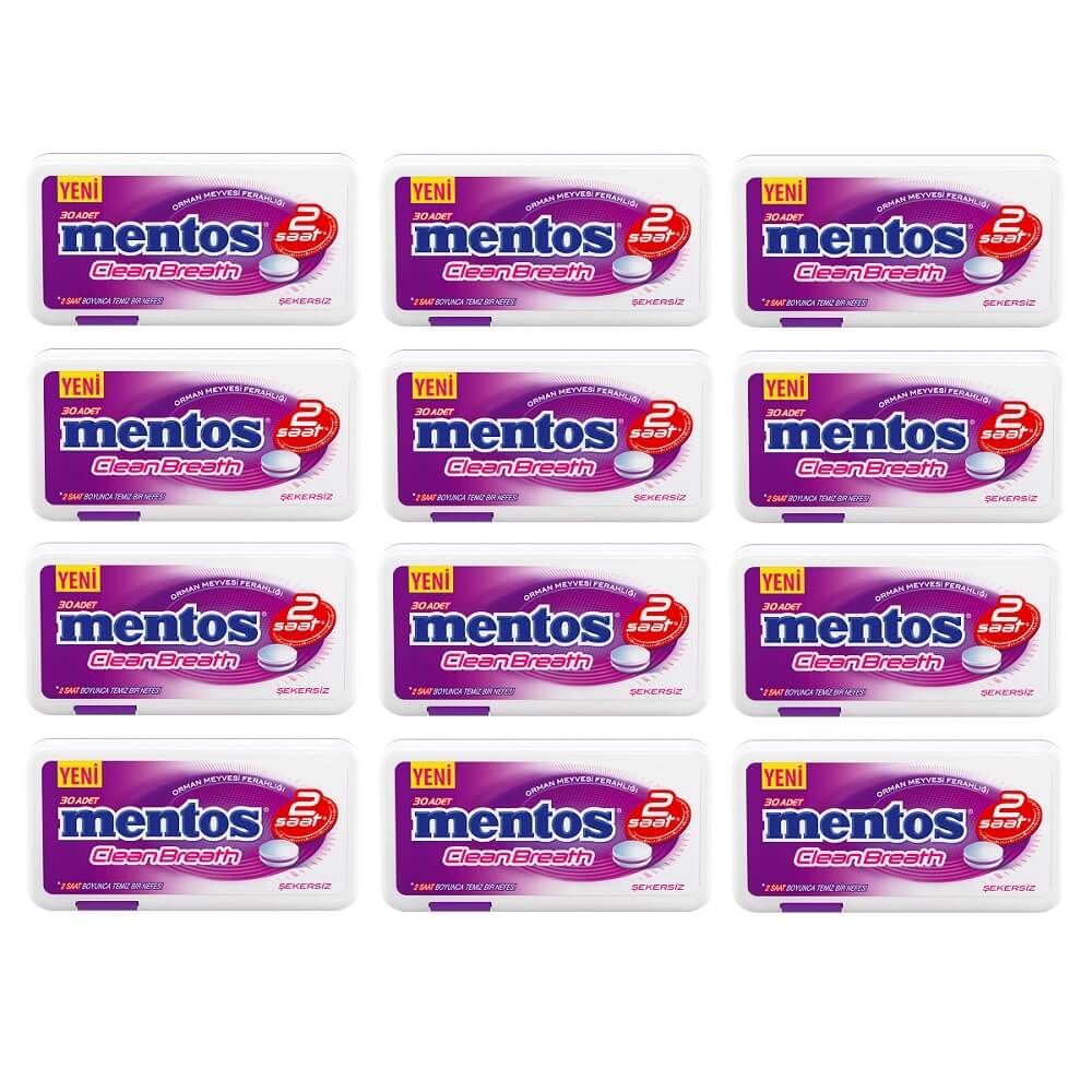 Mentos Clean Breath 2 Saat Orman Meyvesi Ferahlığı 21 Gr x 12 Adet