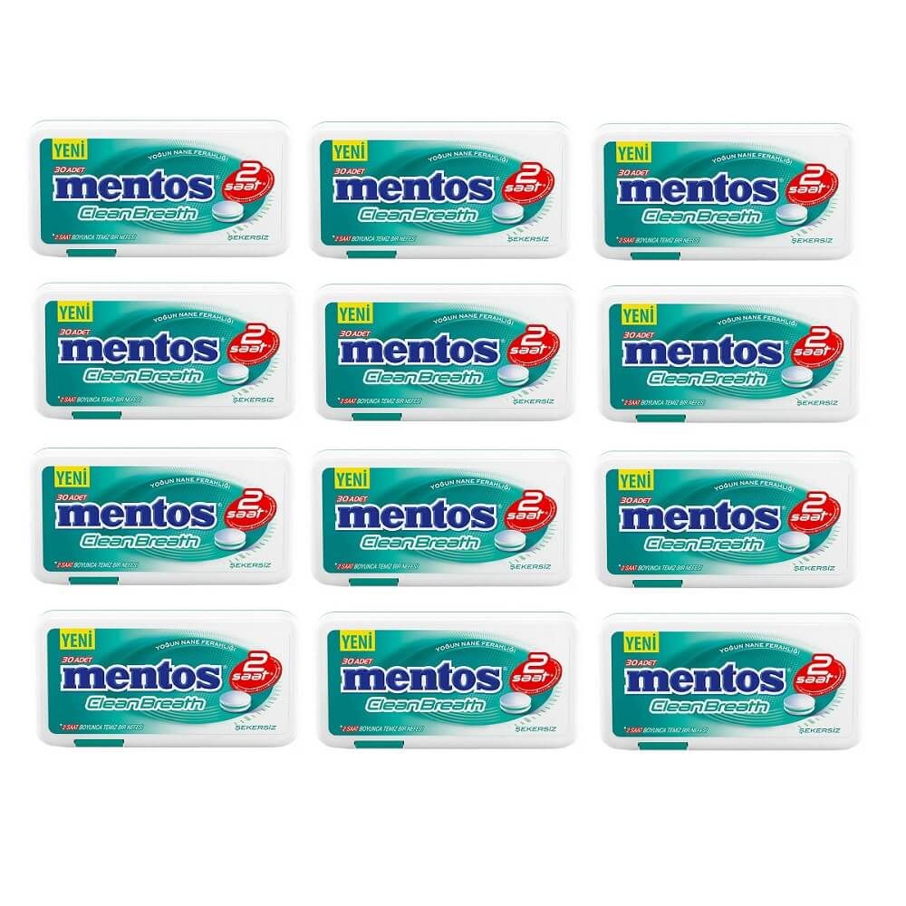Mentos Clean Breath 2 Saat Yoğun Nane Ferahlığı 21 Gr x 12 Adet