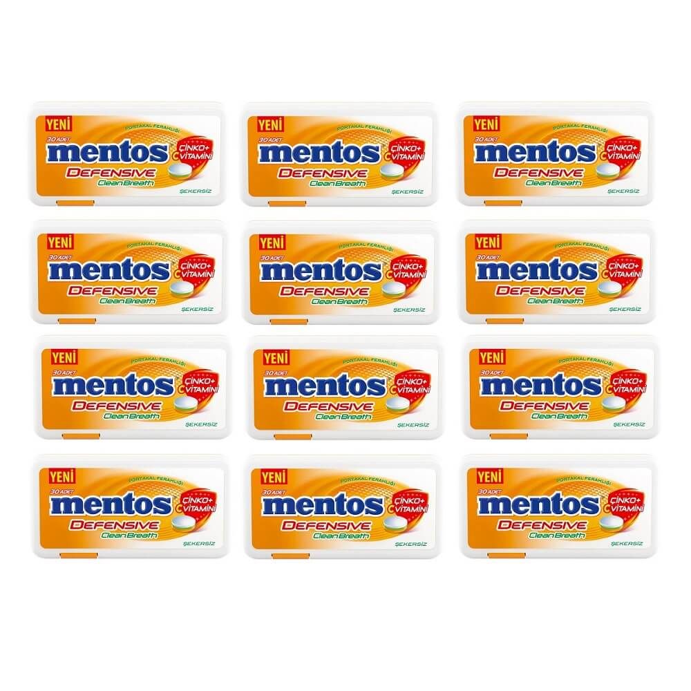 Mentos Defensive Clean Breath Portakal Tablet Şeker 21 Gr x 12 Adet