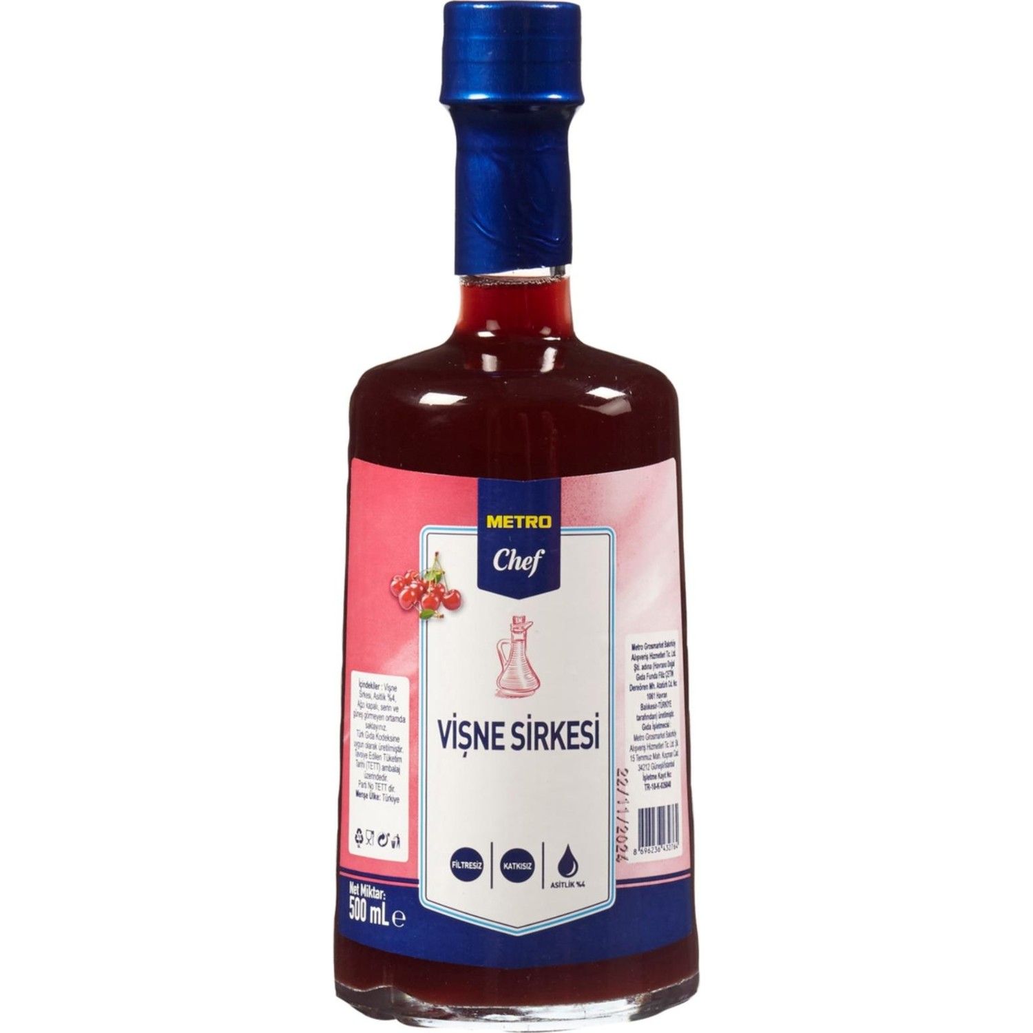 Metro Chef Vişne Sirkesi Cam 500 Ml