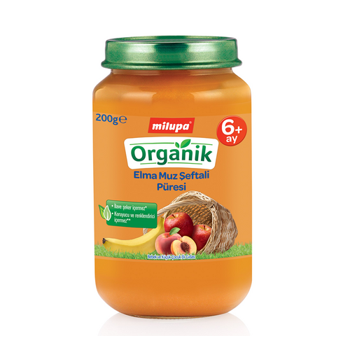 Milupa Kavanoz Mama Organik Elma Muz Şeftali 200 gr