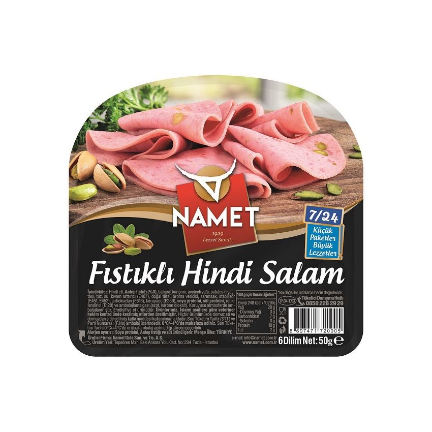 Namet Fıstıklı Hindi Salam 50 Gr