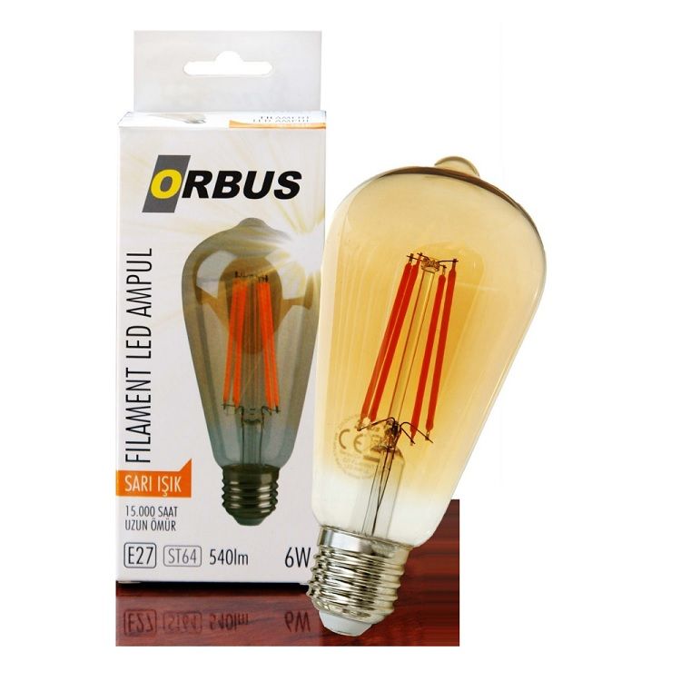 Orbus Orb-St6w 6w Sarı Işık E27 A60 540lm 15.000 Saat Filamnet Led Ampul