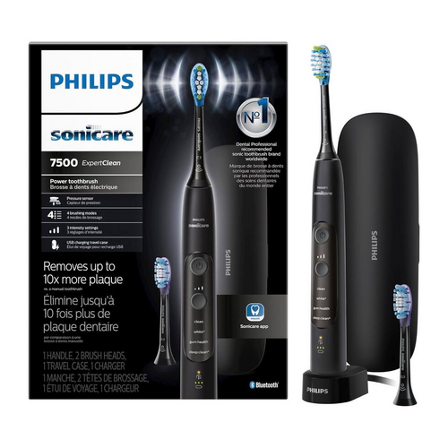 Philips Sonicare 7500 Rechargeable Electric Toothbrush, 2 Brush Head, Black, HX9690/05