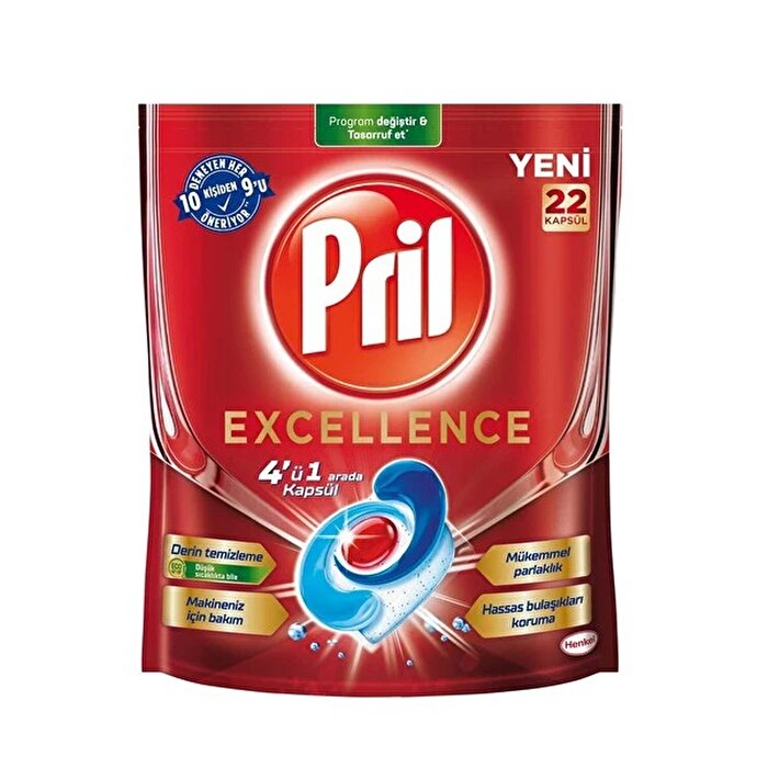 Pril Excellence 4 ü 1 Arada Bulaşık Makinesi Deterjanı 22 Kapsül