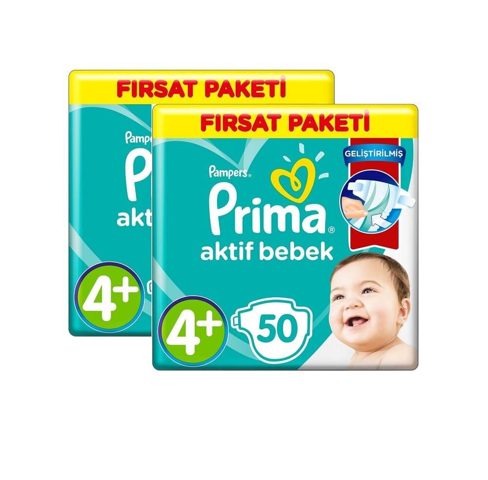 Prima 2'li Aktif Bebek No:4+ Maxi Plus 100 Adet