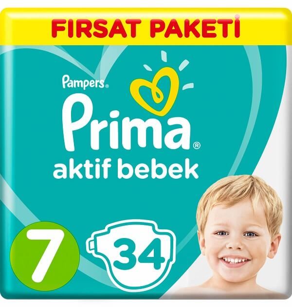 Prima Aktif Bebek Bezi Fırsat Paketi 7 Beden Large 34 Adet