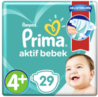 Prima Bebek Bezi Aktif Bebek 4+ Beden Standard Paket 29 Adet