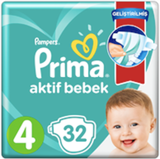 Prima Bebek Bezi Aktif Bebek 4 Beden Standard Paket 32 Adet
