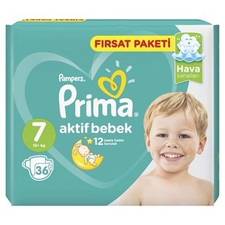 Prima Bebek Bezi Aktif Bebek 7 Beden 34 Adet Xx Large Fırsat Paketi