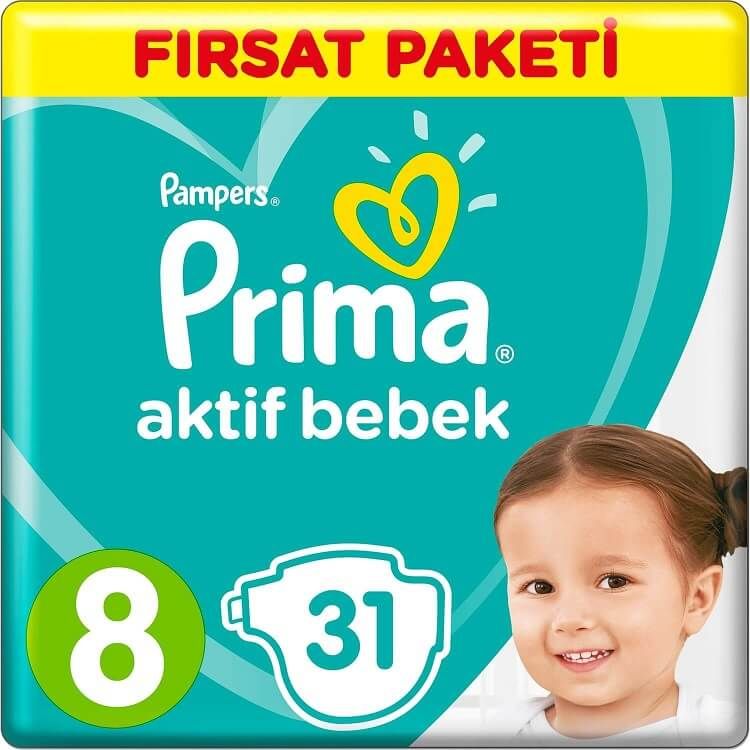 Prima Bebek Bezi Aktif Bebek 8 Beden 31 Adet Fırsat Paketi