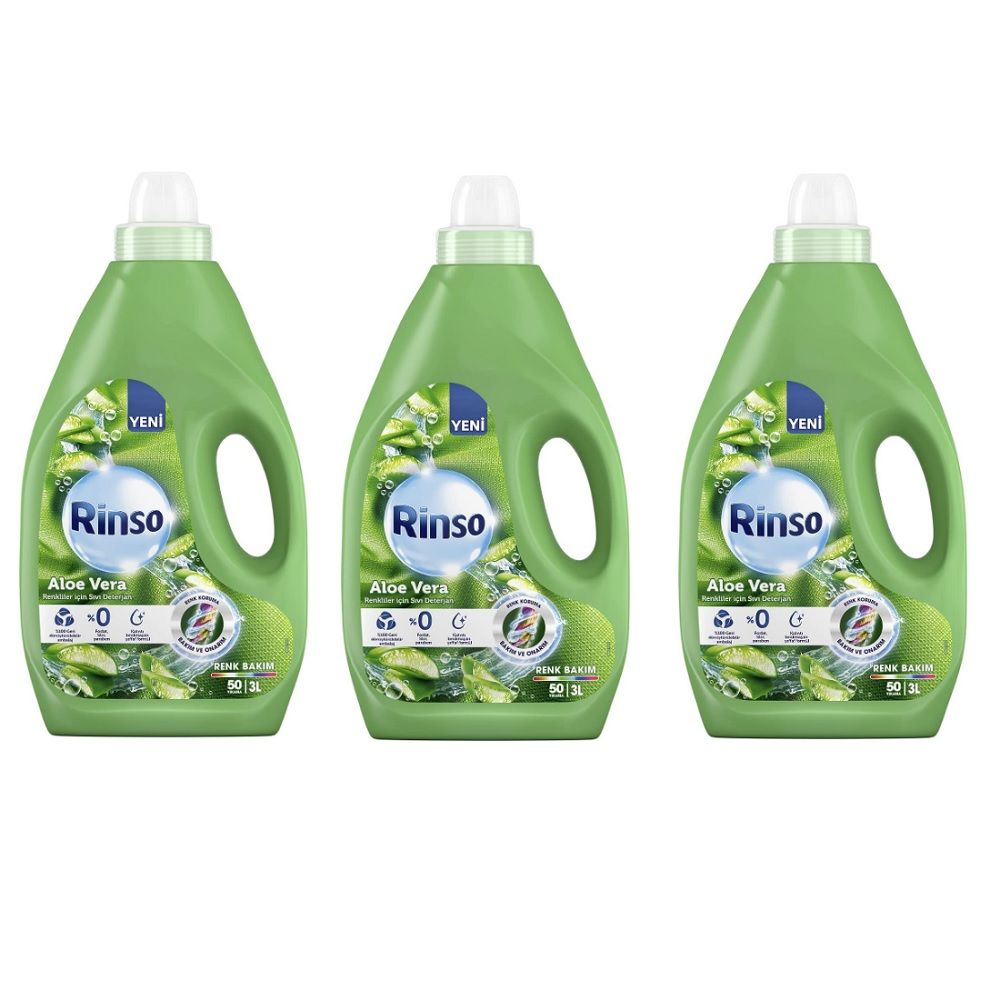 Rinso Sıvı Deterjan Aloe Vera Renkliler 3 Lt x 3 Adet