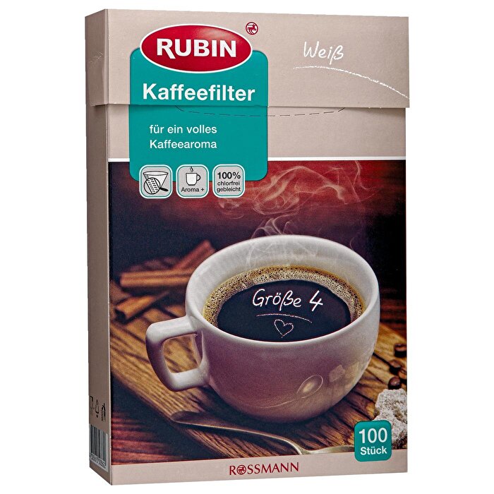 Rubin Kahve Filtresi - No:4 Beyaz Renkli 100'lü