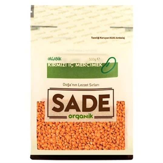 Sade Organik Kırmızı İç Mercimek 500 Gr