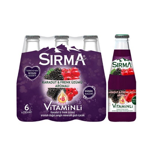 Sırma (Soda-Su) Sırma B Vitaminli Karadut&Frenk Üzümü Maden Suyu 6x200 ml