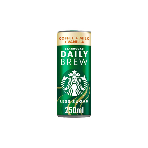 Starbucks Daily Brew Coffee, Milk & Vanilla Less Sugar (250 ml)