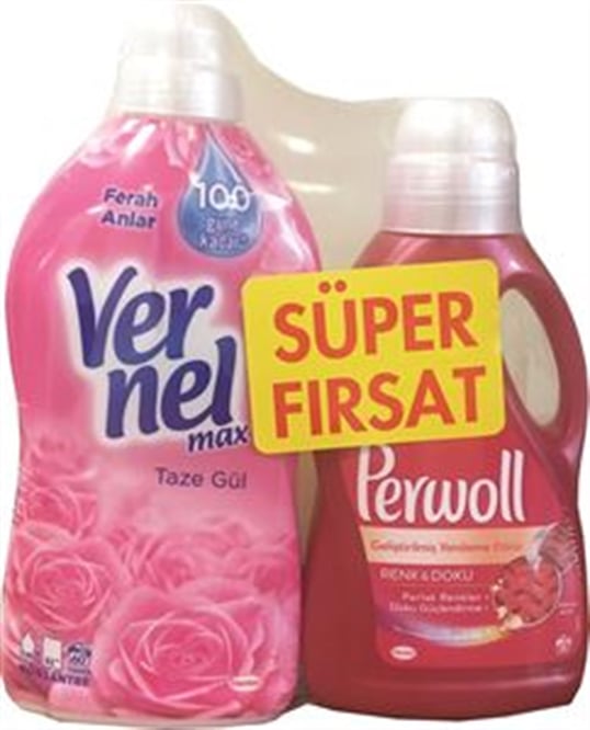 Vernel Max 1440 Ml Gül + Perwoll 1000 Ml Renkli