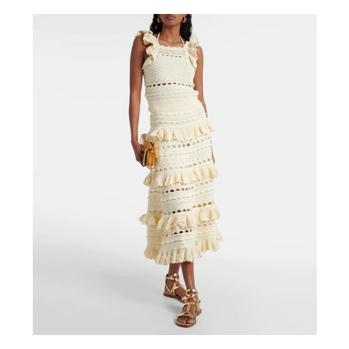 Waverly ruffled crochet cotton top in white